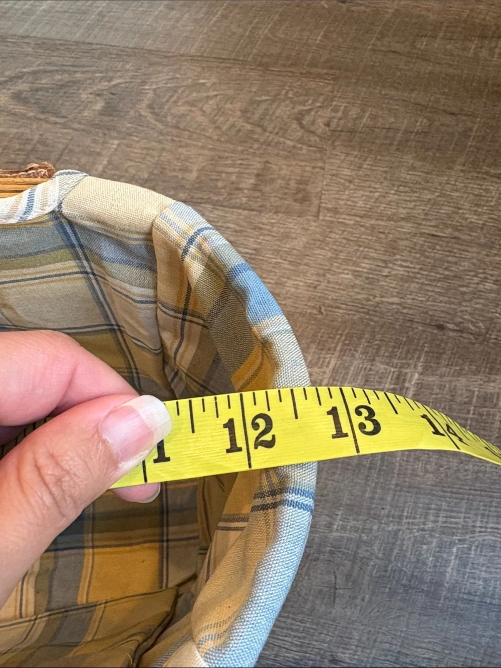 Longaberger Boardwalk Basket Leather Handles Plaid Liner